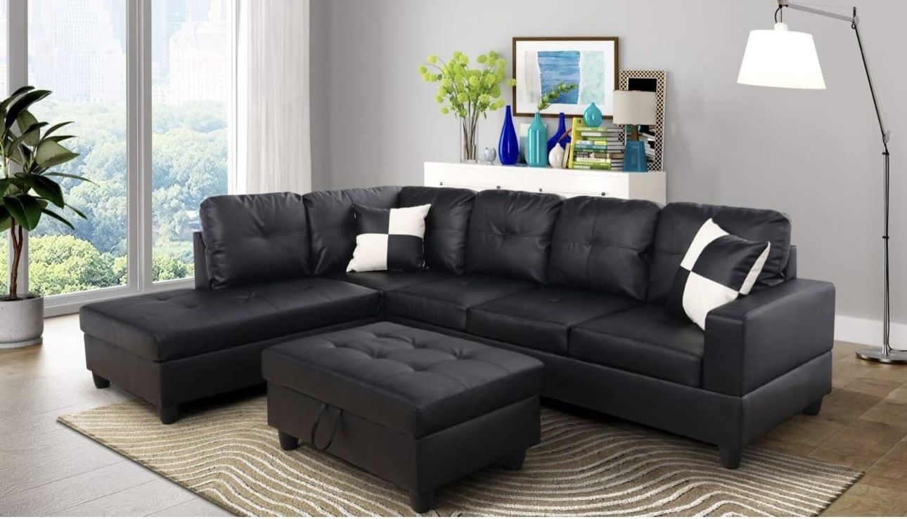 Sectional Sofa L-Shape Leather