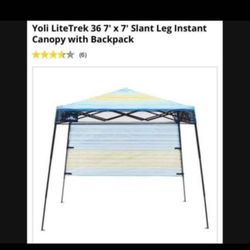 Yoli LiteTrek 36 7' x 7' Slant Leg Instant Canopy with Backpack, peak height 6 ft