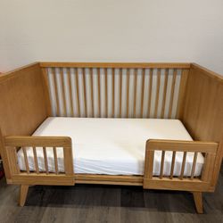 Midcentury Style Convertible Crib Solid Wood 
