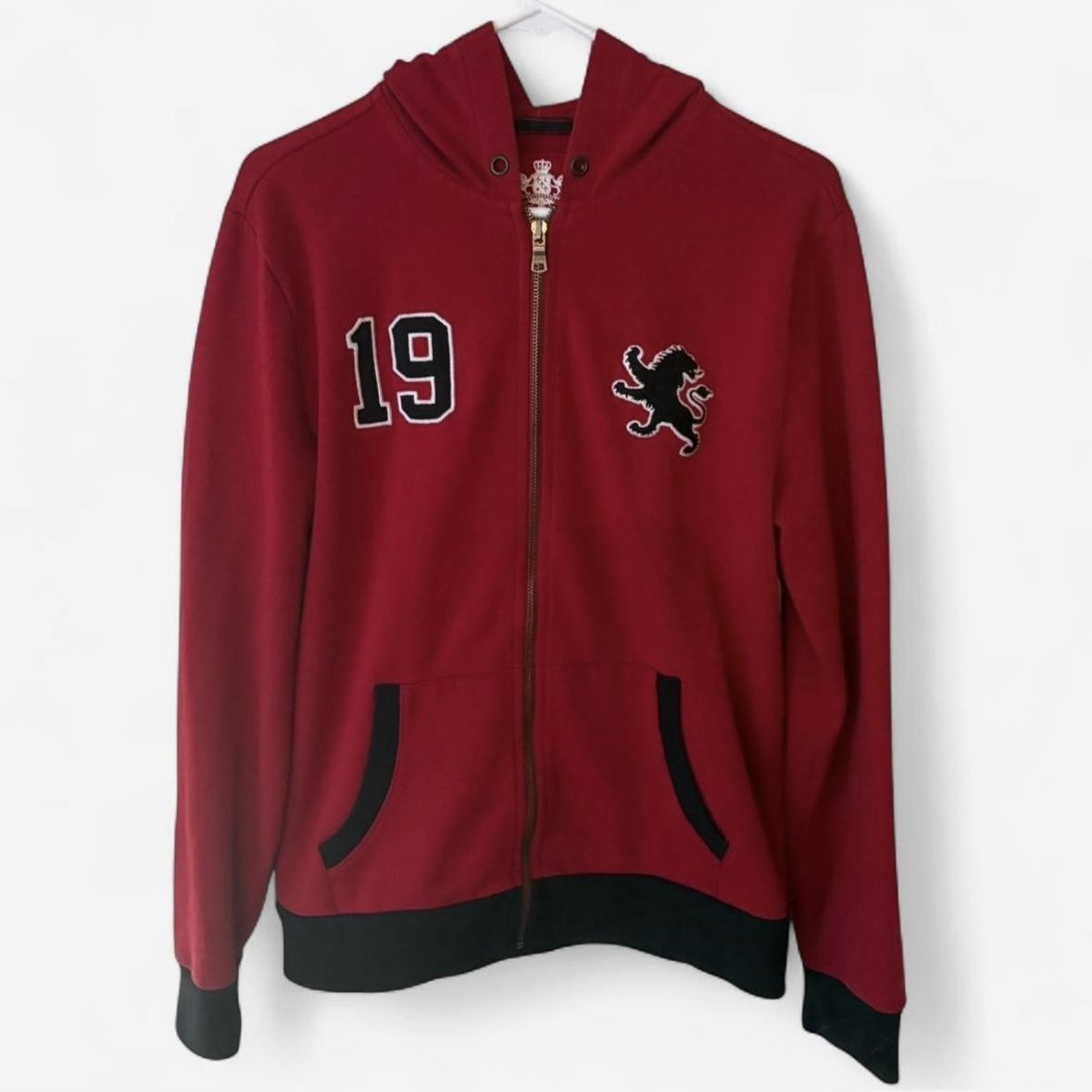 Vintage Y2K Express Black & Red Full Zip Hoodie Sweatshirt Jacket Coat