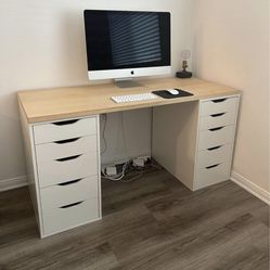 IKEA desk Tabletop with 2x Alex Drawers