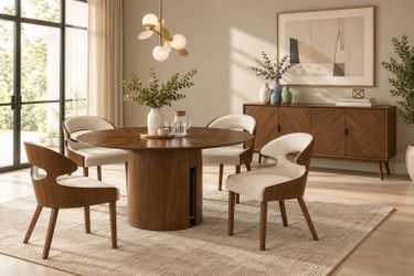 Round Walnut Dining set + matching sideboard