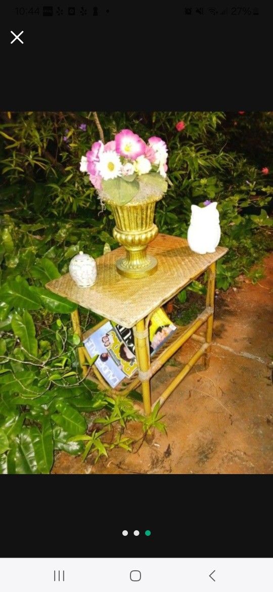 Rattan Magazine Rack And Side Table