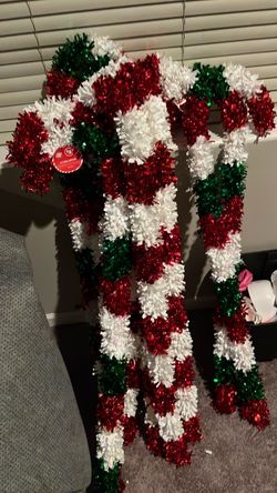 Tinsel Candy Cane Christmas Decorations Set