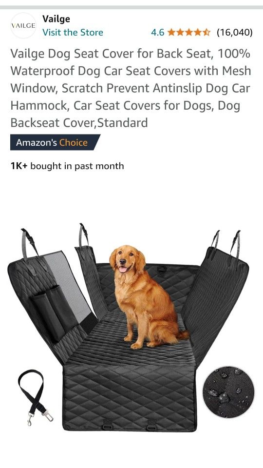 NEW- DOG CAR SEAT COVER