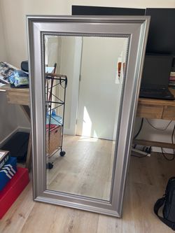Large Silver Framed Wall Mirror