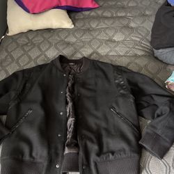 Plain Black Varsity Jacket Size Large 