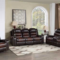 Brand New Leather Reclining Living Room Set For $1299