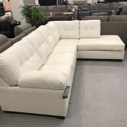 Beautiful White Sectional Couch 🤩 In-Stock Ashley Furniture Donlen 2 Pc with Chaise