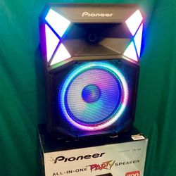 Pioneer (PSX615) 700W Party Speaker w/ Bluetooth, Stand, Wireless Mic, 15 LED Modes
