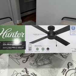 NEW Hunter 52 in Midnight Prairie Ceiling Fan Matte Black