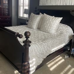 King Bed Frame Solid Cherry Wood 