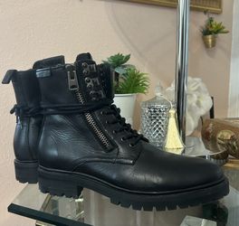All Saints Black Leather Biker Combat Boots