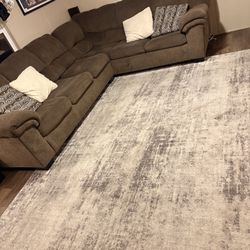 Sectional Couch + Area Rug And Pillows For Sale 