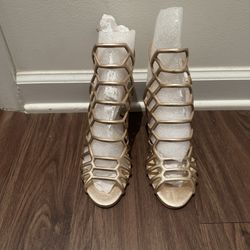 Vince Camuto Gold Caged Heels