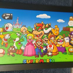 Mario and Friends Framed Wood Picture