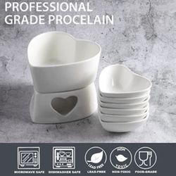 Ceramic Heart Fondue Set 
