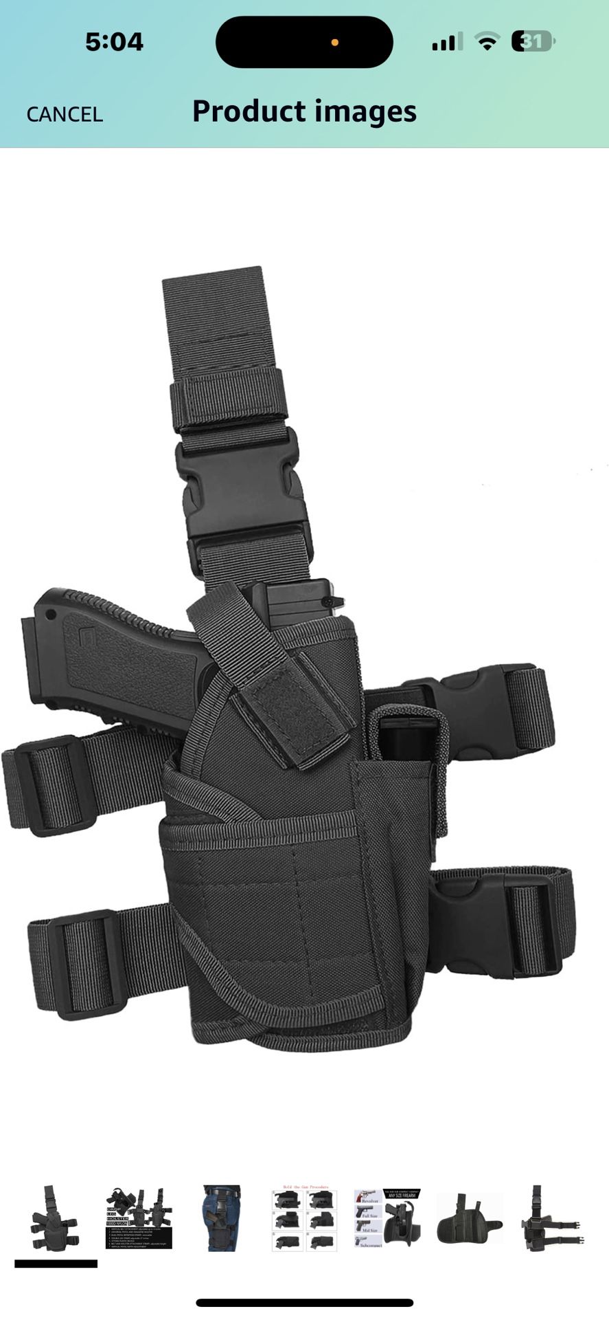 GHFY Tactical Drop Leg Holster, Thigh Pistol Gun Holster, Right Hand Adjustable