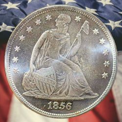 1856 Seated Liberty Dollar Silver Plated Novelty Coin - Uncirculated