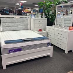 Amazing Offer Now👍Gorgeous White 5pc Bedroom Furniture Set With LED Lighting On Sale Only $799✅
