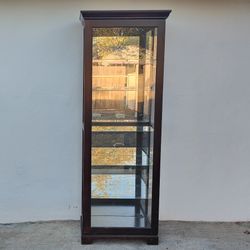 Display Cabinet Lighted Glass Curio Case Pulaski Two Way Sliding Door