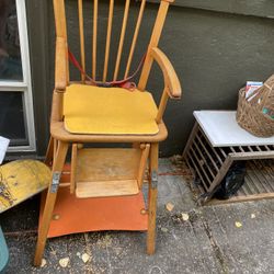 Vintage three and one high chair/potty chair/roller chair