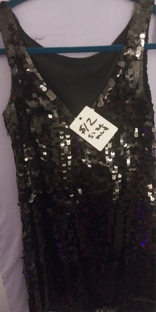 Women's Black Sequin Mini Dress Size Medium