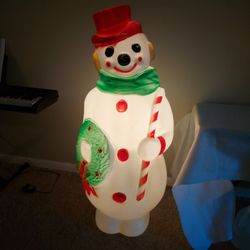 Frosty The Snowman Vintage Blowmold Light UP Christmas Decoration Empire 1968