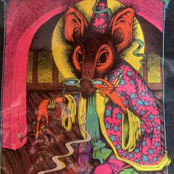 ORIGINAL VINTAGE VELVET BLACK LIGHT POSTER SORCERER MOUSE TRAP