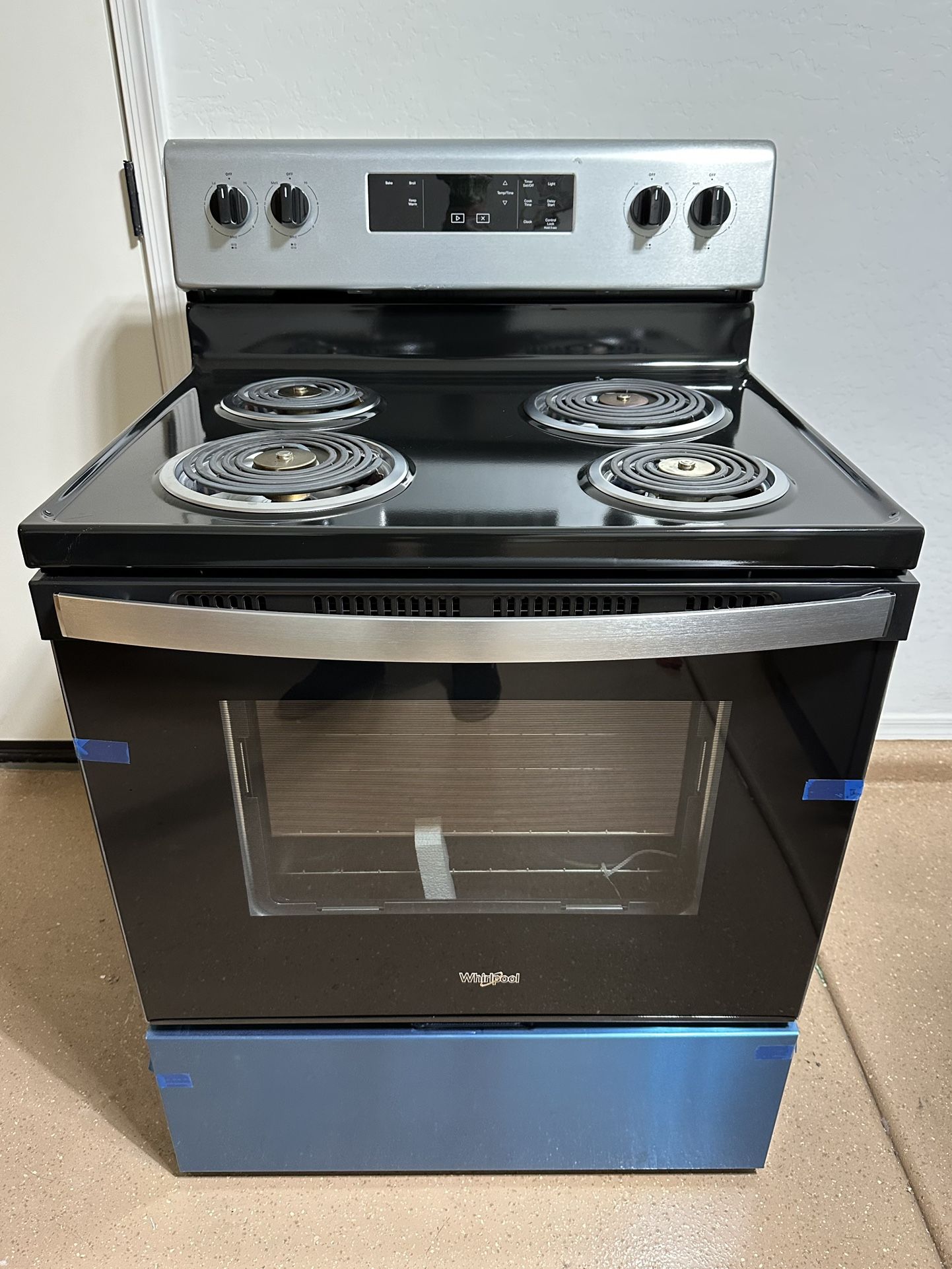 New Whirlpool Electric Coil Stove 30” (1 Month Warranty)