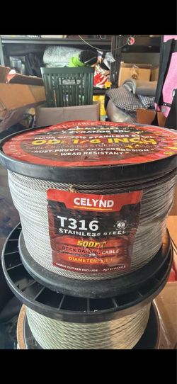 Celynd T316 Stainless Steel Deck Railing Cable, 1/8" x 500'