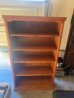 Vintage Oak Wood 4-Shelf Bookcase