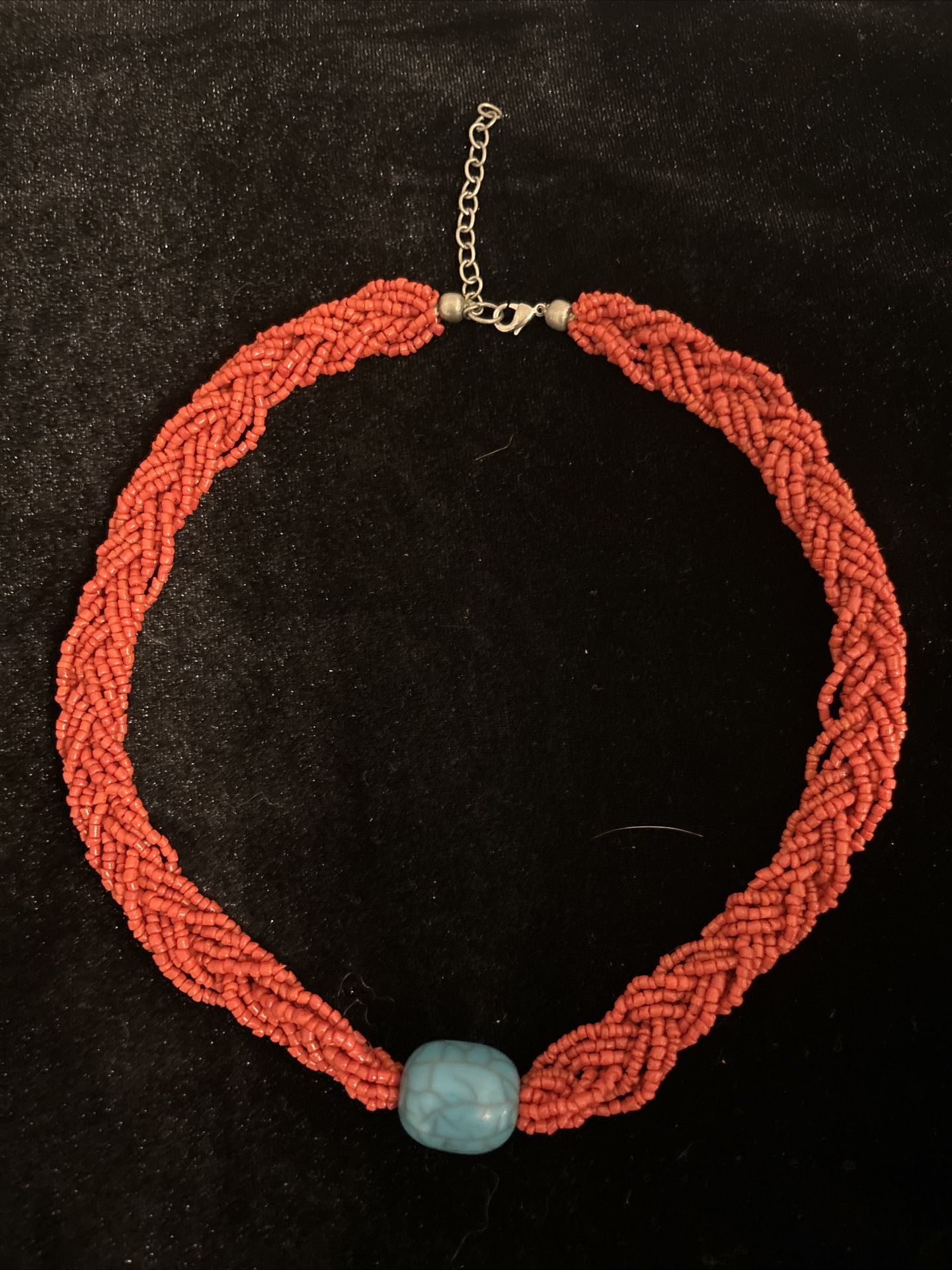 Vintage Twisted Coral &Turquoise Necklace 18.5”