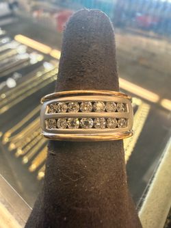 14KT Two-tone Ring W/ Channeled Diamonds 44473-4