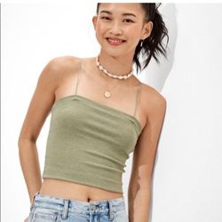 American Eagle Women's Green Crop-top
