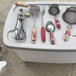 Vintage Red Handle Kitchen Tools