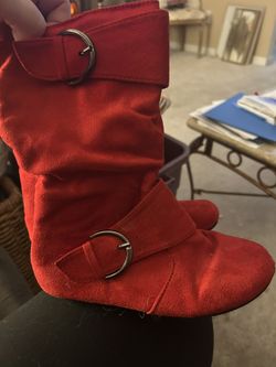 Girl Size 1 Red Zip Up Boots 