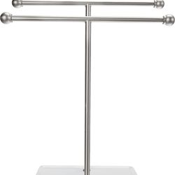 Double T Hand / Bath Towel Rack Accessories Stand Nickel/white New Bathroom 