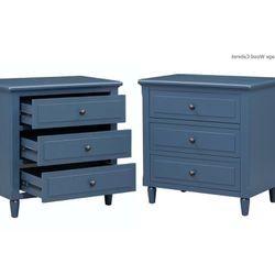 Set Of 2 -28”  3-Drawer Nightstand Storage Wood Cabinet [NEW] 