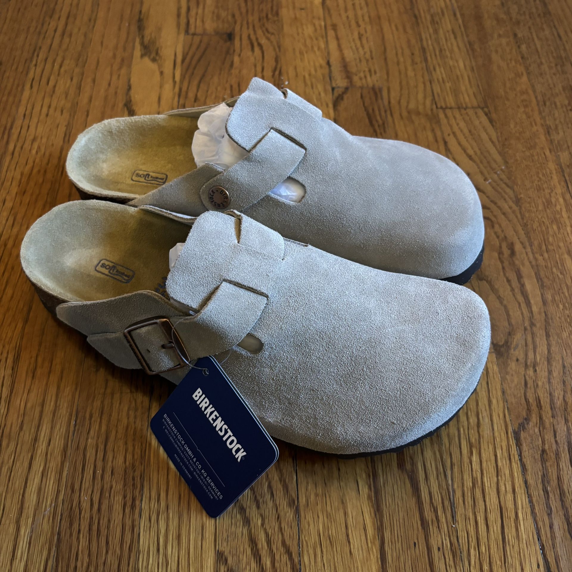 Grey Birkenstock Boston suede clogs soft footbed. Brand new. Size eu: 38