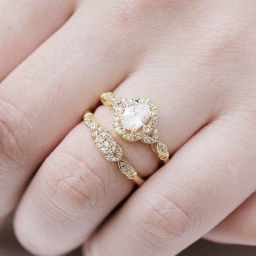 "Luxury Oval Gems Noble Vintage Zircon Rings for Women, EVGG1488
 