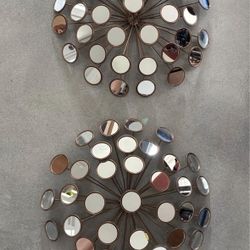 Mid Century Modern Starburst Wall hanging With Mirrors Set Of 2