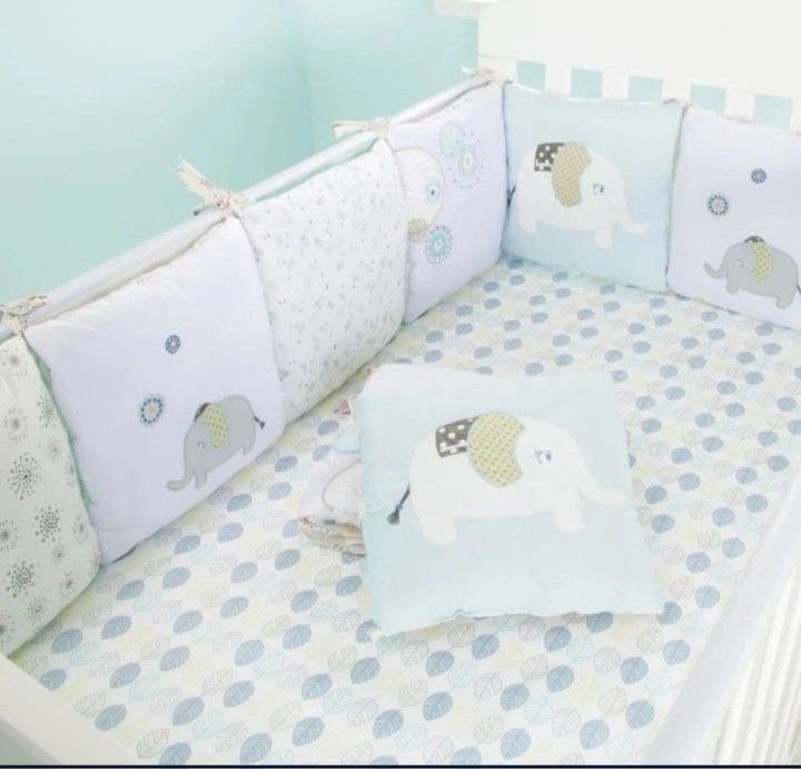 NEW Baby Elephant Crib Bedding Set / Baby Crib Pads (6 Pieces)