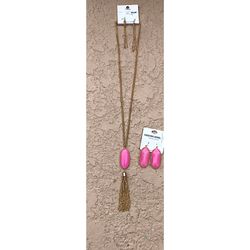 Pink Pearlescent Faceted Necklace & Earring Set *NWT*