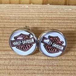 New Harley Davidson Stud Earrings PINK