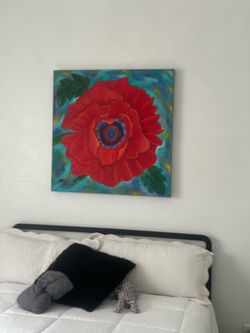 Red Flower Canvas Wall Art Painting