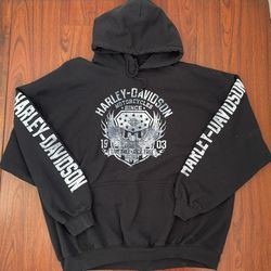 Harley Davidson Military 2XL Overseas Tour Black Hoodie Sweatshirt Motorcycles