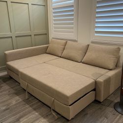 *Free Delivery* Beige Ikea Sectional Sleeper Sofa Couch Pullout Bed