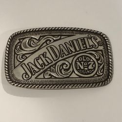 Jack Daniel's Old No 7 Brand Belt Buckle, Silver Rectangle Dimensional, Preowned