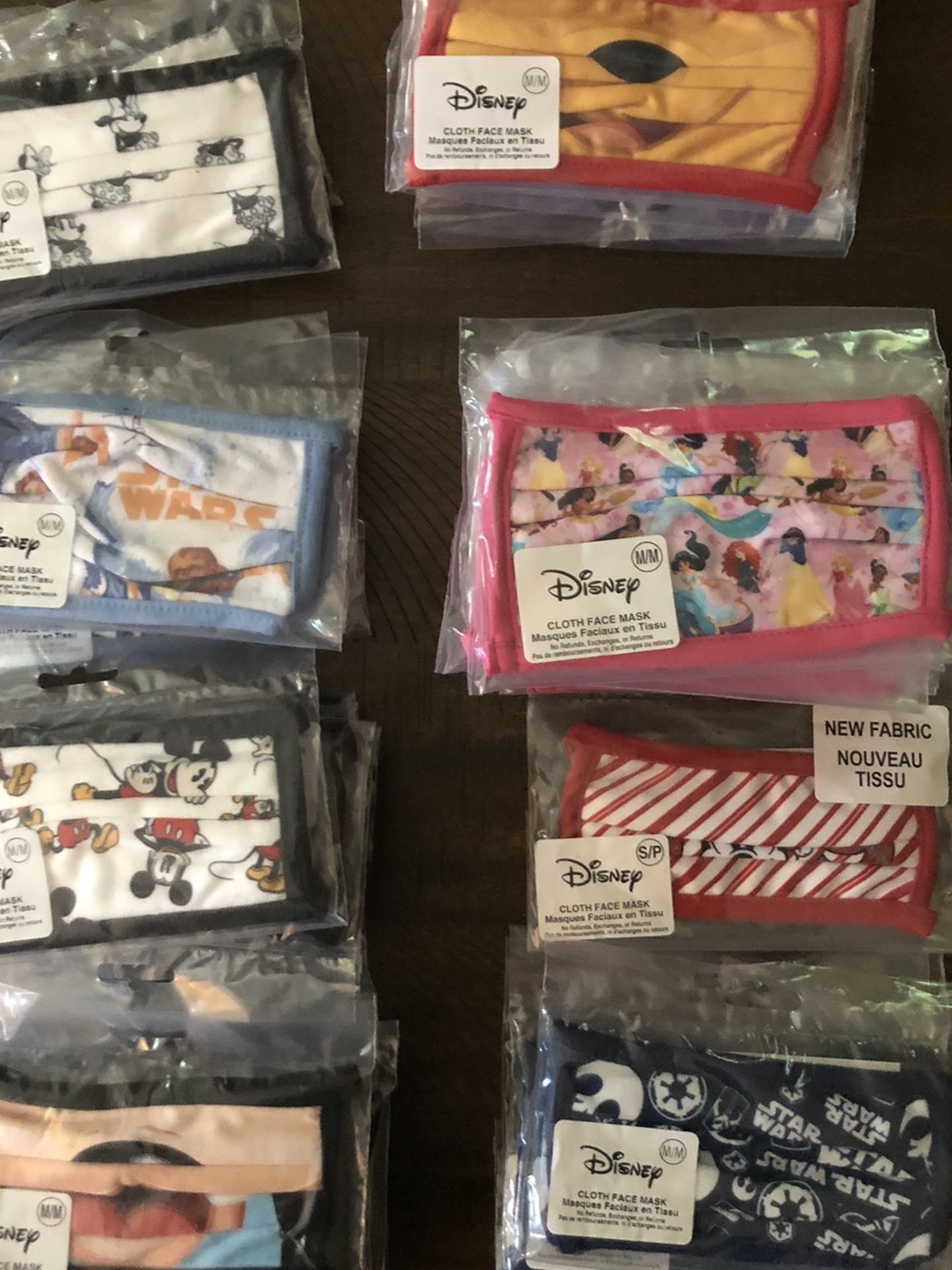 Variety Of Disney masks Size M